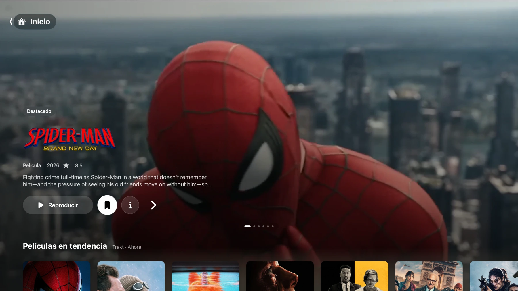 Inicio de Watcher en Apple TV